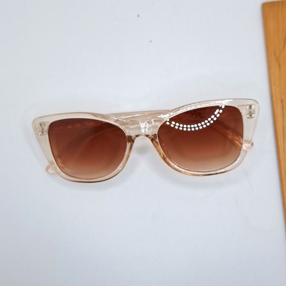 Clear transparent brown lens sunglasses cat eye UV protection shades
